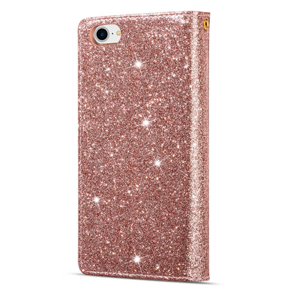For iPhone SE 2022 / SE 2020 / 8 / 7 Multi-card Slots Starry Sky Laser Carving Glitter Zipper Horizontal Flip Leather Case with Holder & Wallet & Lanyard(Rose Gold) - iPhone SE 2022 / 2020 / 8 / 7 Cases by buy2fix | Online Shopping UK | buy2fix