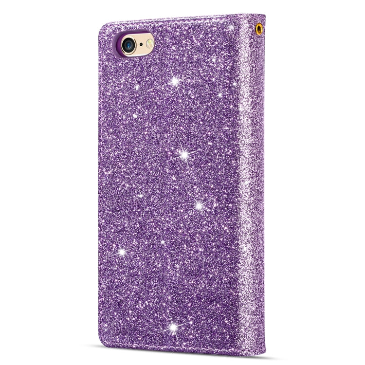 For iPhone 6 Plus / 6s Plus Multi-card Slots Starry Sky Laser Carving Glitter Zipper Horizontal Flip Leather Case with Holder & Wallet & Lanyard(Purple) - More iPhone Cases by buy2fix | Online Shopping UK | buy2fix