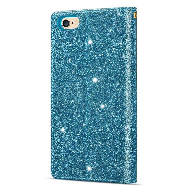 For iPhone 6 Plus / 6s Plus Multi-card Slots Starry Sky Laser Carving Glitter Zipper Horizontal Flip Leather Case with Holder & Wallet & Lanyard(Sky Blue) - More iPhone Cases by buy2fix | Online Shopping UK | buy2fix