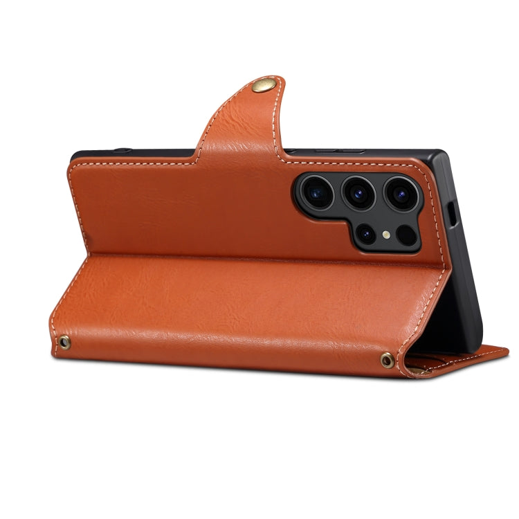 For Samsung Galaxy S23 Ultra 5G Denior Cowhide Texture Wallet Style Leather Phone Case(Brown) - Galaxy S23 Ultra 5G Cases by Denior | Online Shopping UK | buy2fix