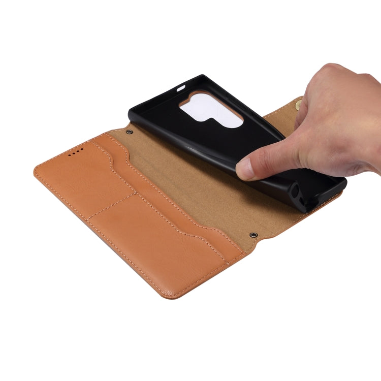 For Samsung Galaxy S23 Ultra 5G Denior Cowhide Texture Wallet Style Leather Phone Case(Brown) - Galaxy S23 Ultra 5G Cases by Denior | Online Shopping UK | buy2fix