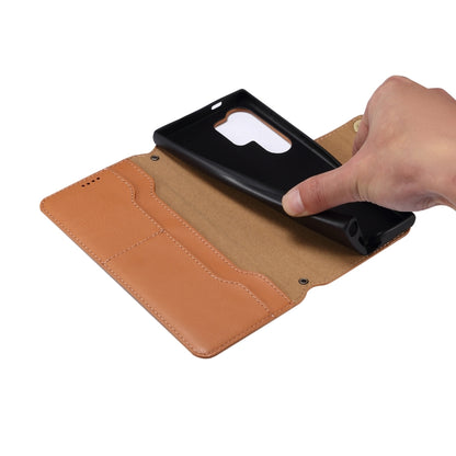 For Samsung Galaxy S23 Ultra 5G Denior Cowhide Texture Wallet Style Leather Phone Case(Brown) - Galaxy S23 Ultra 5G Cases by Denior | Online Shopping UK | buy2fix