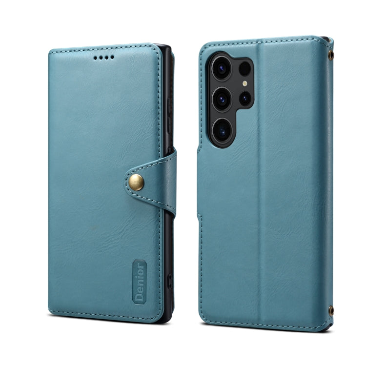 For Samsung Galaxy S23 Ultra 5G Denior Cowhide Texture Wallet Style Leather Phone Case(Blue) - Galaxy S23 Ultra 5G Cases by Denior | Online Shopping UK | buy2fix