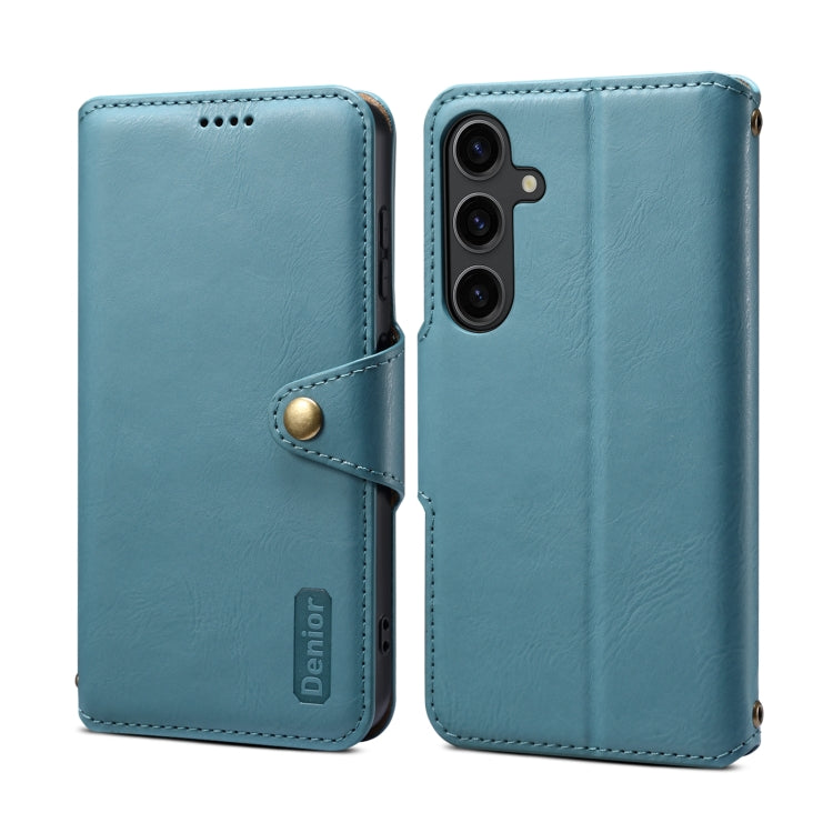 For Samsung Galaxy S23 5G Denior Cowhide Texture Wallet Style Leather Phone Case(Blue) - Galaxy S23 5G Cases by Denior | Online Shopping UK | buy2fix