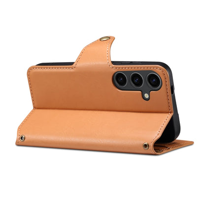 For Samsung Galaxy S23 5G Denior Cowhide Texture Wallet Style Leather Phone Case(Khaki) - Galaxy S23 5G Cases by Denior | Online Shopping UK | buy2fix