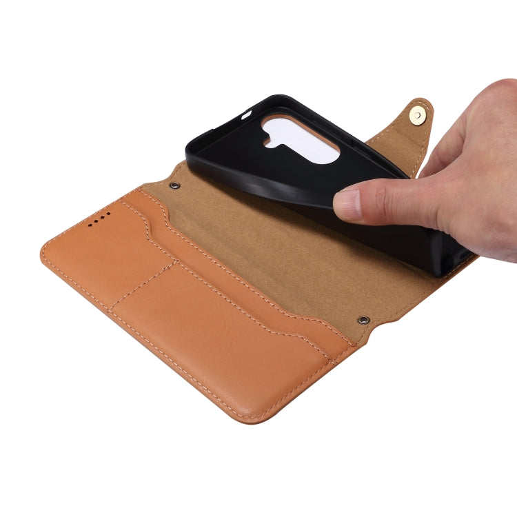 For Samsung Galaxy S23 5G Denior Cowhide Texture Wallet Style Leather Phone Case(Khaki) - Galaxy S23 5G Cases by Denior | Online Shopping UK | buy2fix