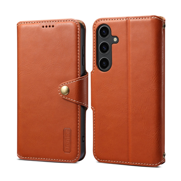 For Samsung Galaxy S23+ 5G Denior Cowhide Texture Wallet Style Leather Phone Case(Brown) - Galaxy S23+ 5G Cases by Denior | Online Shopping UK | buy2fix