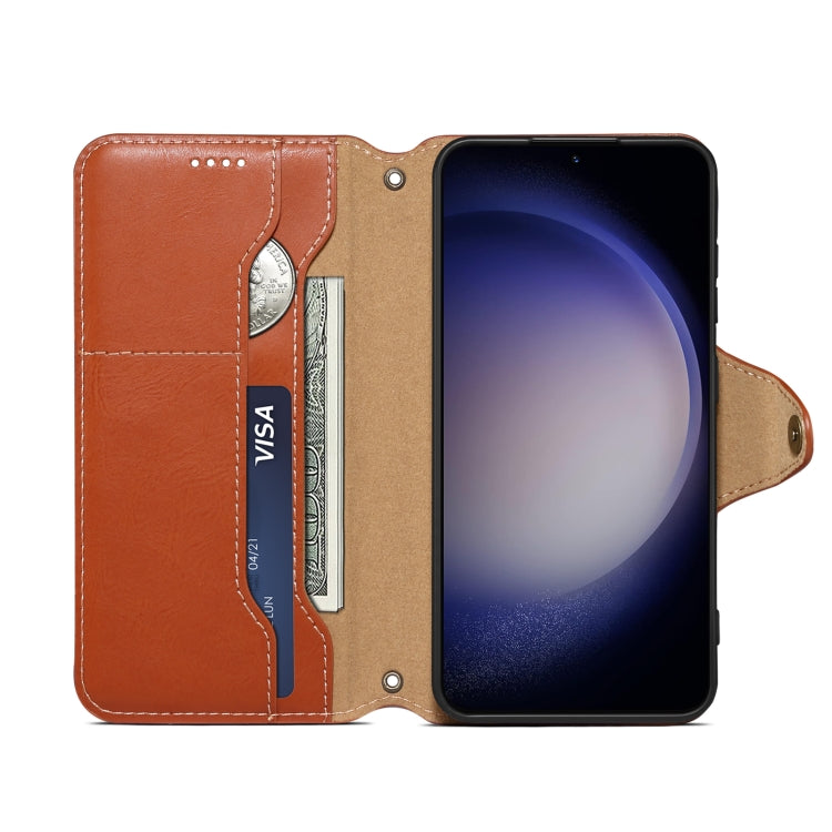 For Samsung Galaxy S23+ 5G Denior Cowhide Texture Wallet Style Leather Phone Case(Brown) - Galaxy S23+ 5G Cases by Denior | Online Shopping UK | buy2fix