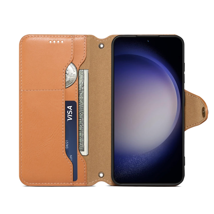 For Samsung Galaxy S23+ 5G Denior Cowhide Texture Wallet Style Leather Phone Case(Khaki) - Galaxy S23+ 5G Cases by Denior | Online Shopping UK | buy2fix