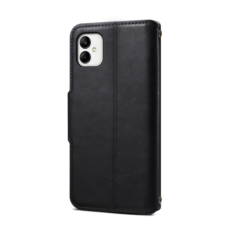 For Samsung Galaxy A05 Denior Cowhide Texture Wallet Style Leather Phone Case(Black) - Galaxy Phone Cases by Denior | Online Shopping UK | buy2fix