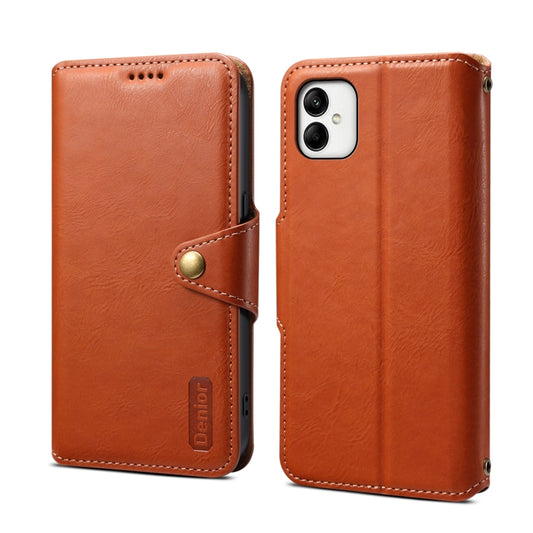 For Samsung Galaxy A05 Denior Cowhide Texture Wallet Style Leather Phone Case(Brown) - Galaxy Phone Cases by Denior | Online Shopping UK | buy2fix