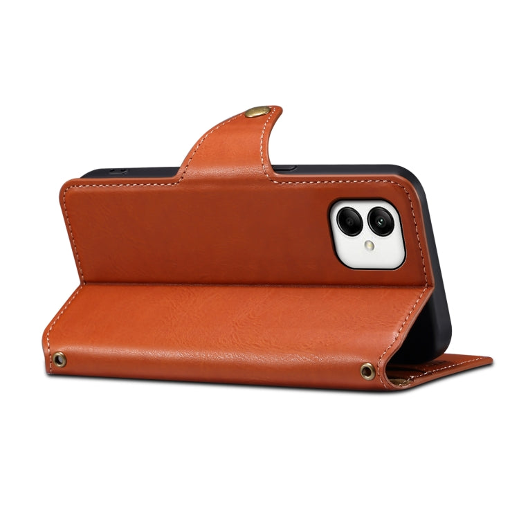 For Samsung Galaxy A05 Denior Cowhide Texture Wallet Style Leather Phone Case(Brown) - Galaxy Phone Cases by Denior | Online Shopping UK | buy2fix