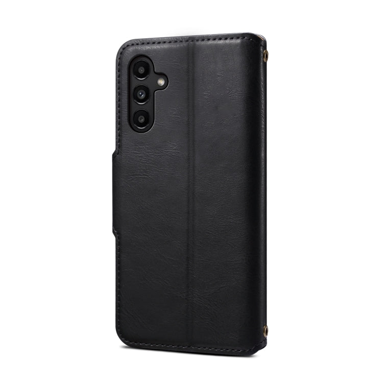 For Samsung Galaxy A14 Denior Cowhide Texture Wallet Style Leather Phone Case(Black) - Galaxy Phone Cases by Denior | Online Shopping UK | buy2fix