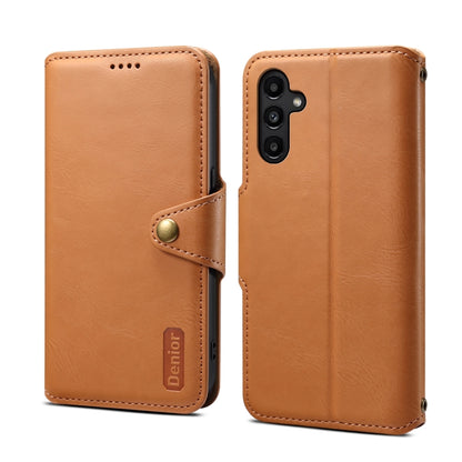 For Samsung Galaxy A14 Denior Cowhide Texture Wallet Style Leather Phone Case(Khaki) - Galaxy Phone Cases by Denior | Online Shopping UK | buy2fix