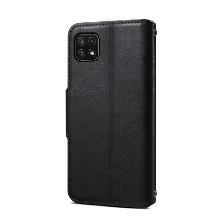 For Samsung Galaxy A22 5G Denior Cowhide Texture Wallet Style Leather Phone Case(Black) - Galaxy Phone Cases by Denior | Online Shopping UK | buy2fix