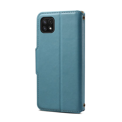 For Samsung Galaxy A22 5G Denior Cowhide Texture Wallet Style Leather Phone Case(Blue) - Galaxy Phone Cases by Denior | Online Shopping UK | buy2fix