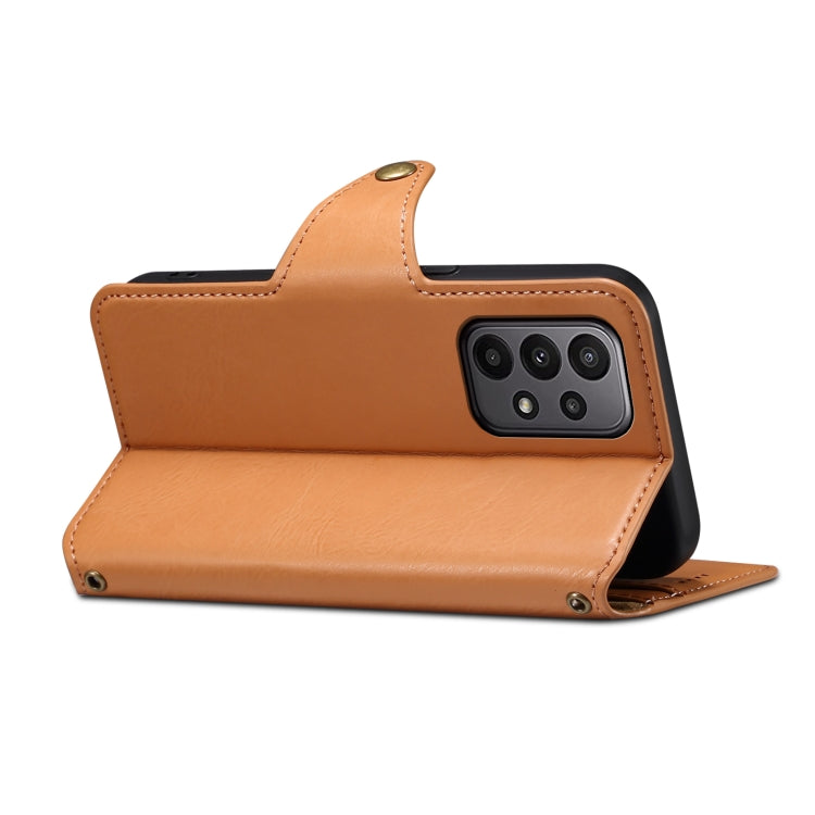 For Samsung Galaxy A23 Denior Cowhide Texture Wallet Style Leather Phone Case(Khaki) - Galaxy Phone Cases by Denior | Online Shopping UK | buy2fix