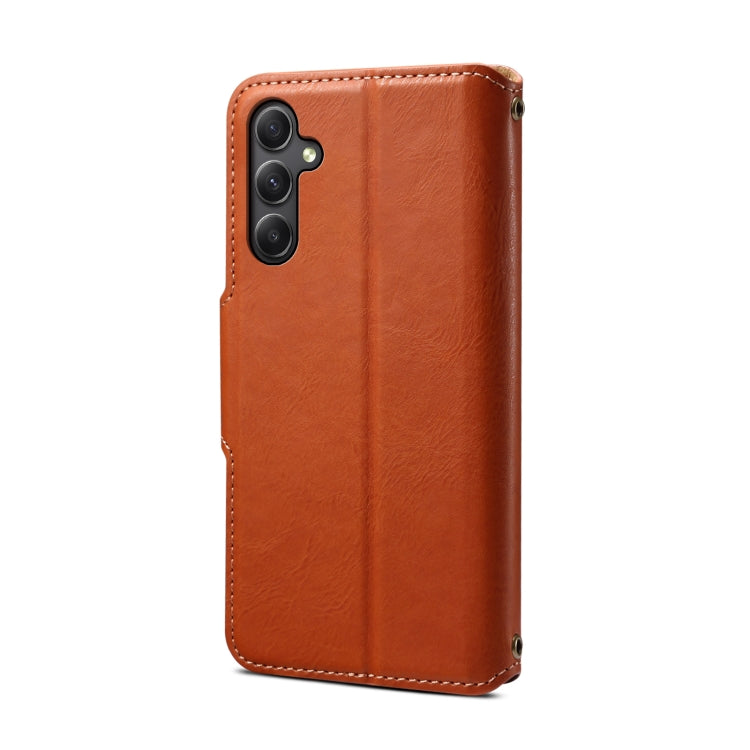 For Samsung Galaxy A24 5G Denior Cowhide Texture Wallet Style Leather Phone Case(Brown) - Galaxy Phone Cases by Denior | Online Shopping UK | buy2fix