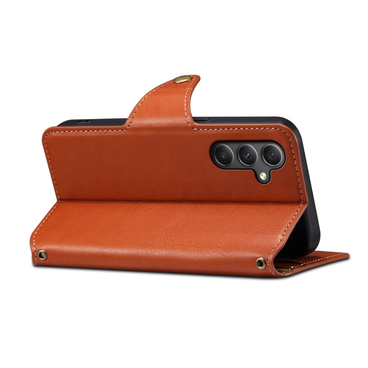 For Samsung Galaxy A24 5G Denior Cowhide Texture Wallet Style Leather Phone Case(Brown) - Galaxy Phone Cases by Denior | Online Shopping UK | buy2fix