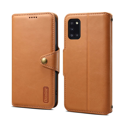 For Samsung Galaxy A31 4G Denior Cowhide Texture Wallet Style Leather Phone Case(Khaki) - Galaxy Phone Cases by Denior | Online Shopping UK | buy2fix