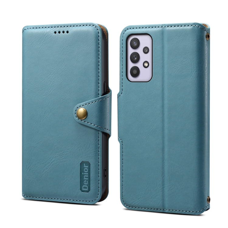 For Samsung Galaxy A32 5G Denior Cowhide Texture Wallet Style Leather Phone Case(Blue) - Galaxy Phone Cases by Denior | Online Shopping UK | buy2fix