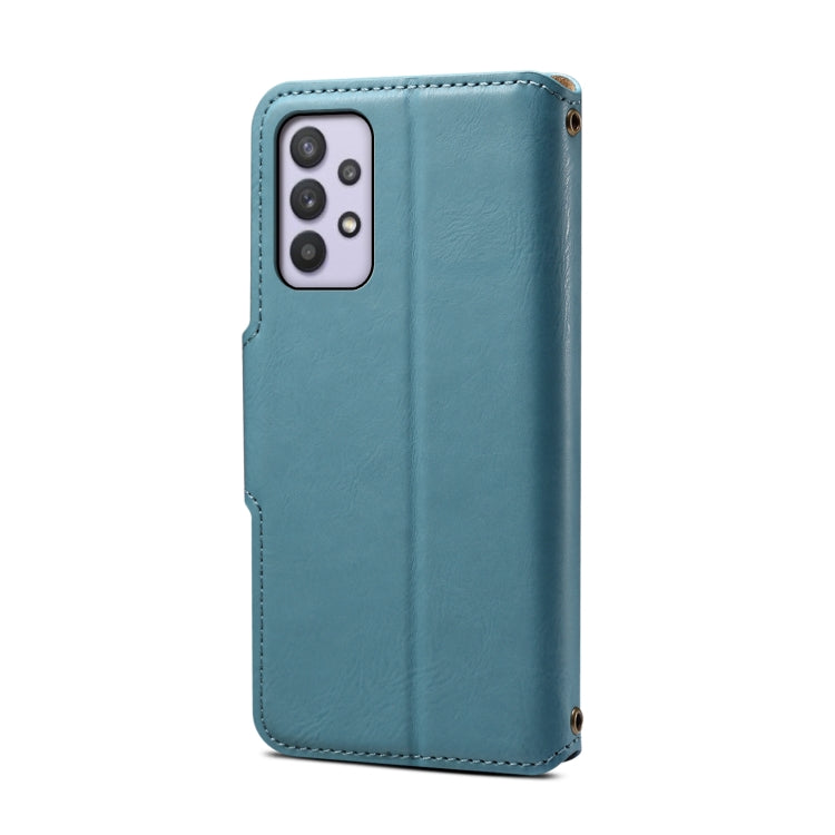 For Samsung Galaxy A32 5G Denior Cowhide Texture Wallet Style Leather Phone Case(Blue) - Galaxy Phone Cases by Denior | Online Shopping UK | buy2fix