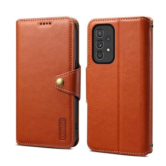 For Samsung Galaxy A33 5G Denior Cowhide Texture Wallet Style Leather Phone Case(Brown) - Galaxy Phone Cases by Denior | Online Shopping UK | buy2fix