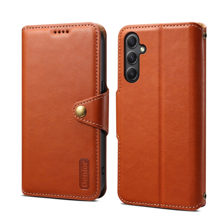 For Samsung Galaxy A34 5G Denior Cowhide Texture Wallet Style Leather Phone Case(Brown) - Galaxy Phone Cases by Denior | Online Shopping UK | buy2fix