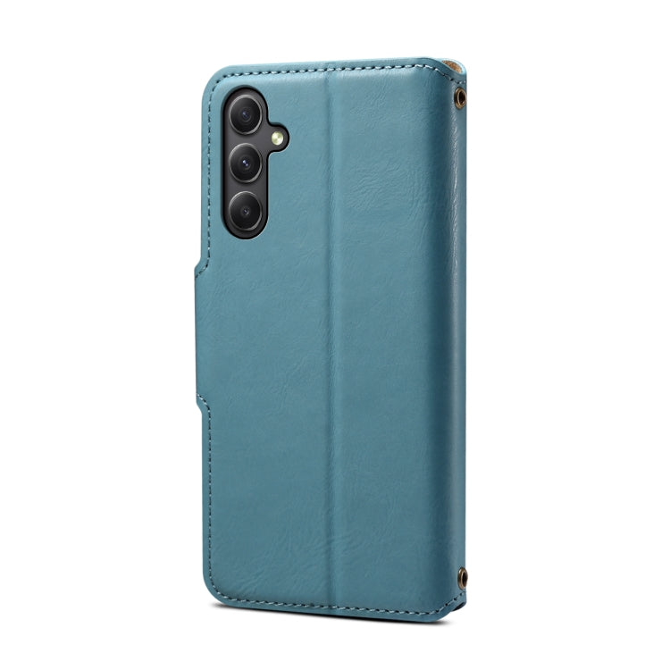 For Samsung Galaxy A34 5G Denior Cowhide Texture Wallet Style Leather Phone Case(Blue) - Galaxy Phone Cases by Denior | Online Shopping UK | buy2fix