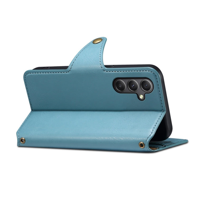 For Samsung Galaxy A34 5G Denior Cowhide Texture Wallet Style Leather Phone Case(Blue) - Galaxy Phone Cases by Denior | Online Shopping UK | buy2fix