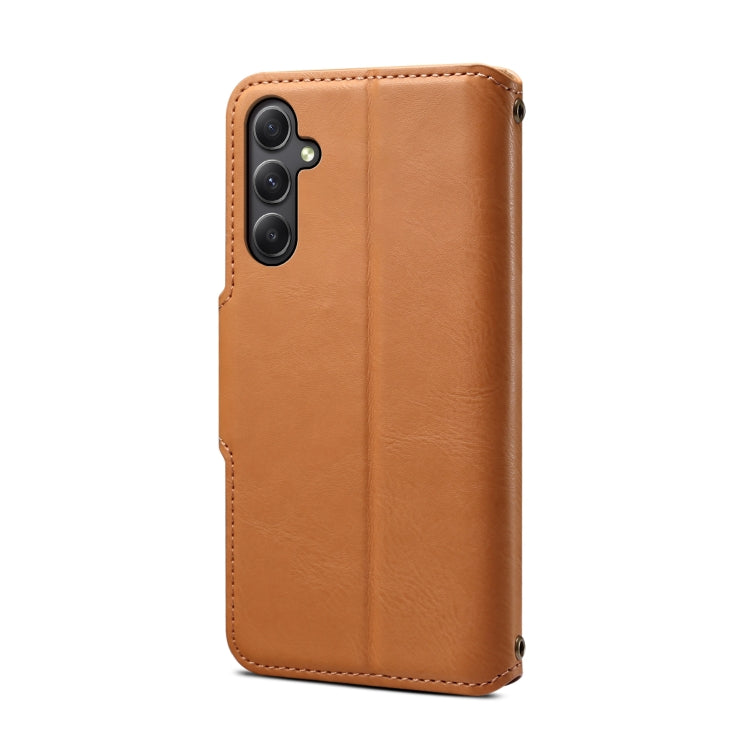 For Samsung Galaxy A34 5G Denior Cowhide Texture Wallet Style Leather Phone Case(Khaki) - Galaxy Phone Cases by Denior | Online Shopping UK | buy2fix