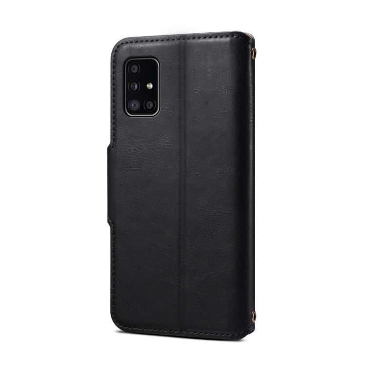 For Samsung Galaxy A51 4G Denior Cowhide Texture Wallet Style Leather Phone Case(Black) - Galaxy Phone Cases by Denior | Online Shopping UK | buy2fix