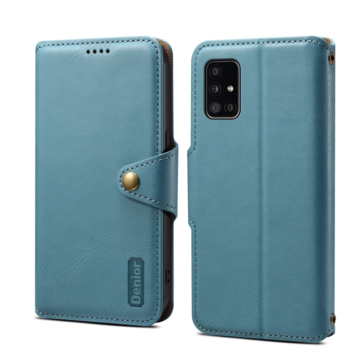 For Samsung Galaxy A51 4G Denior Cowhide Texture Wallet Style Leather Phone Case(Blue) - Galaxy Phone Cases by Denior | Online Shopping UK | buy2fix