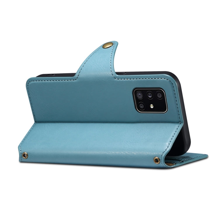 For Samsung Galaxy A51 4G Denior Cowhide Texture Wallet Style Leather Phone Case(Blue) - Galaxy Phone Cases by Denior | Online Shopping UK | buy2fix