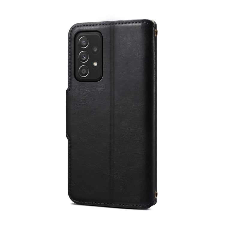 For Samsung Galaxy A52 5G Denior Cowhide Texture Wallet Style Leather Phone Case(Black) - Galaxy Phone Cases by Denior | Online Shopping UK | buy2fix