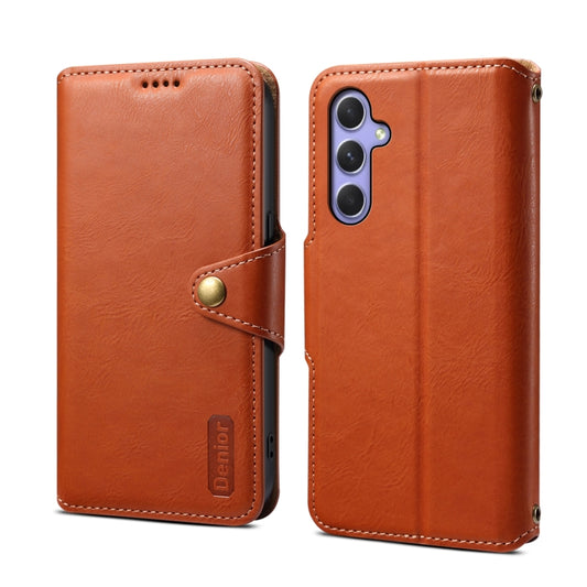 For Samsung Galaxy A54 5G Denior Cowhide Texture Wallet Style Leather Phone Case(Brown) - Galaxy Phone Cases by Denior | Online Shopping UK | buy2fix