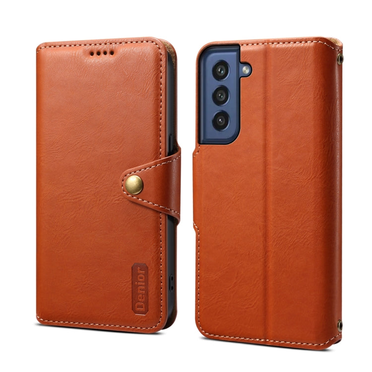 For Samsung Galaxy S21 FE 5G Denior Cowhide Texture Wallet Style Leather Phone Case(Brown) - Galaxy Phone Cases by Denior | Online Shopping UK | buy2fix