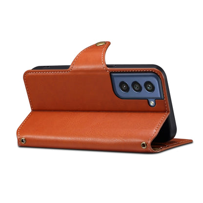 For Samsung Galaxy S21 FE 5G Denior Cowhide Texture Wallet Style Leather Phone Case(Brown) - Galaxy Phone Cases by Denior | Online Shopping UK | buy2fix