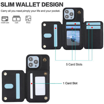 For iPhone XR YM006 Skin Feel Zipper Card Bag Phone Case with Dual Lanyard(Black) - More iPhone Cases by buy2fix | Online Shopping UK | buy2fix