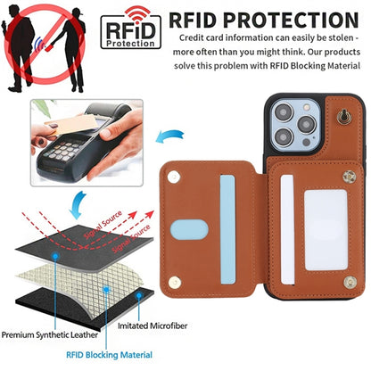 For iPhone XS Max YM006 Skin Feel Zipper Card Bag Phone Case with Dual Lanyard(Brown) - More iPhone Cases by buy2fix | Online Shopping UK | buy2fix
