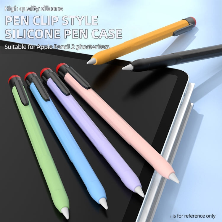 For Apple Pencil 2 Pen Clip Silicone Stylus Pen Protective Case(Black) - Pencil Accessories by buy2fix | Online Shopping UK | buy2fix