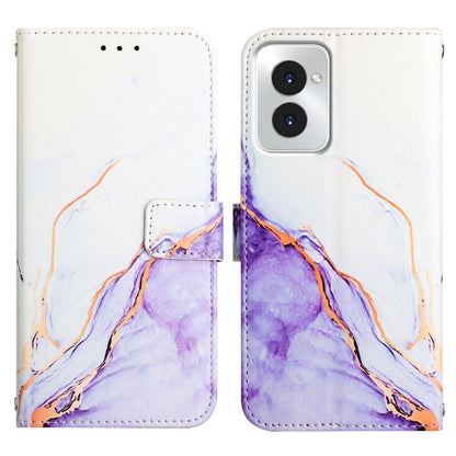 For Motorola Moto G Power 5G 2024 PT003 Marble Pattern Flip Leather Phone Case(White Purple) - Motorola Cases by buy2fix | Online Shopping UK | buy2fix