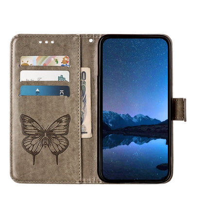 For Xiaomi 14 Ultra 5G Global Embossed Butterfly Leather Phone Case(Grey) - 14 Ultra Cases by buy2fix | Online Shopping UK | buy2fix