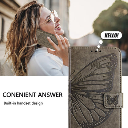 For Xiaomi 14 Ultra 5G Global Embossed Butterfly Leather Phone Case(Grey) - 14 Ultra Cases by buy2fix | Online Shopping UK | buy2fix