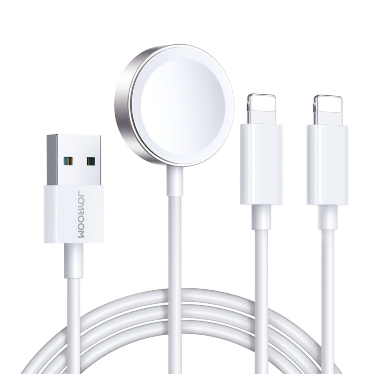 JOYROOM S-IW007 3 in 1 USB to Dual 8 Pin + Magnetic Watch Wireless Charging Data Cable, Length: 1.2m(White) - Multifunction Cable by JOYROOM | Online Shopping UK | buy2fix