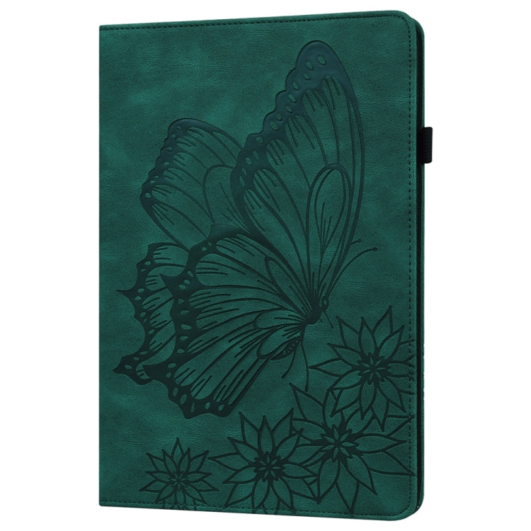 For iPad Pro 12.9 2022 / Air 13 2024 Big Butterfly Embossed Leather Tablet Case(Green) - iPad Pro 12.9 (2022/2021) Cases by buy2fix | Online Shopping UK | buy2fix