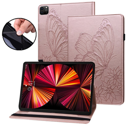 For iPad Pro 12.9 2022 / Air 13 2024 Big Butterfly Embossed Leather Tablet Case(Rose Gold) - iPad Pro 12.9 (2022/2021) Cases by buy2fix | Online Shopping UK | buy2fix