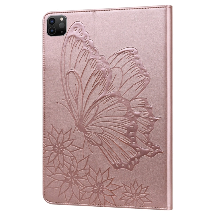 For iPad Pro 13 2024 Big Butterfly Embossed Leather Tablet Case(Rose Gold) - iPad Pro 13 2024 Cases by buy2fix | Online Shopping UK | buy2fix