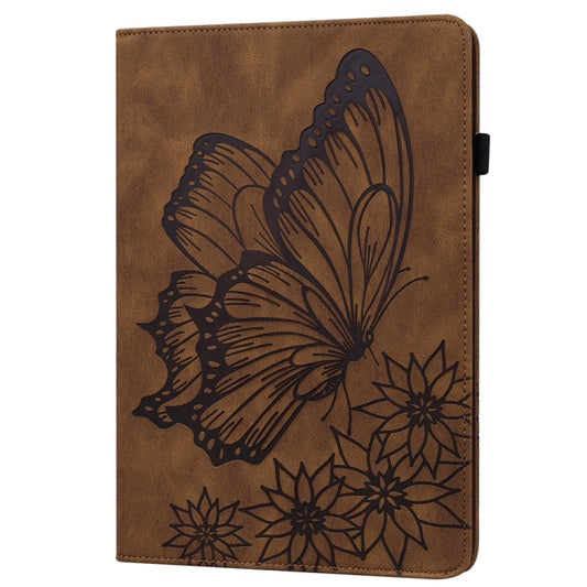 For iPad Pro 13 2025 / 2024 Big Butterfly Embossed Leather Tablet Case(Brown) by buy2fix