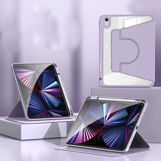For iPad Pro 11 2022 / 2020 / 2021 / 2018 2 in 1 Acrylic Split Rotating Leather Tablet Case(Lavender) - iPad Pro 11 (2022/2021) Cases by buy2fix | Online Shopping UK | buy2fix